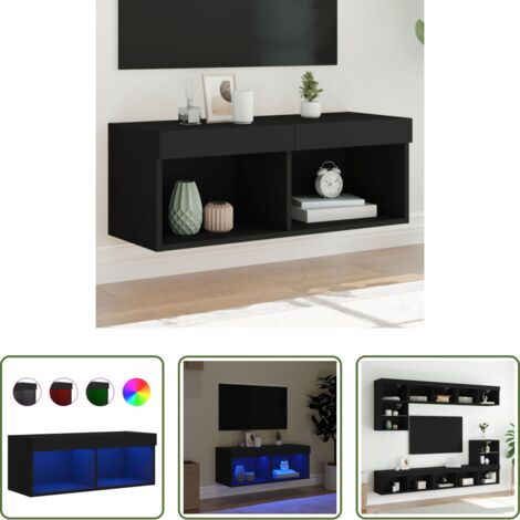 Luci LED -  Mobile Porta TV con Luci LED Nero 80x30x30 cm
