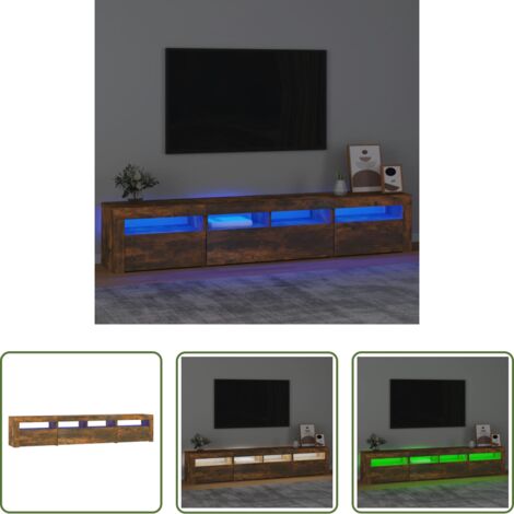 Luci LED -  Mobile Porta TV con Luci LED Rovere Fumo 210x35x40 cm