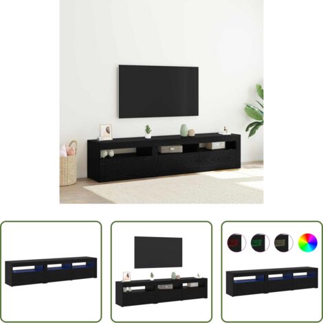 Luci LED -  Mobile TV 2 pcs Rovere Nero 180 x 35 x 40 cm Legno multistrato