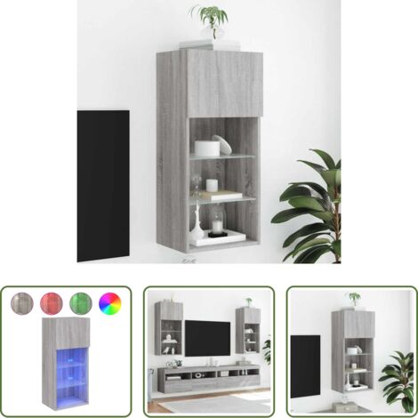 Luci LED -  Mobile TV con Luci LED Grigio Sonoma 40,5x30x90 cm