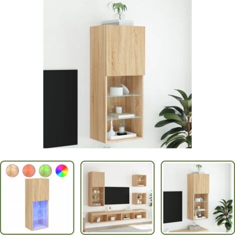 Luci LED -  Mobile TV con Luci LED Rovere Sonoma 40,5x30x102 cm