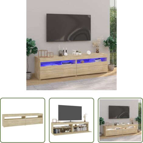 Luci LED -  Mobili Porta TV con Luci LED 2 pz Rovere Sonoma 75x35x40 cm