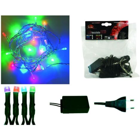 Luci LED Multicolor da Interno a Luce Fissa – Cavo Verde, IP20, Confezione 5 pz - Specifiche: 50 led mt 1,9 + 7,4