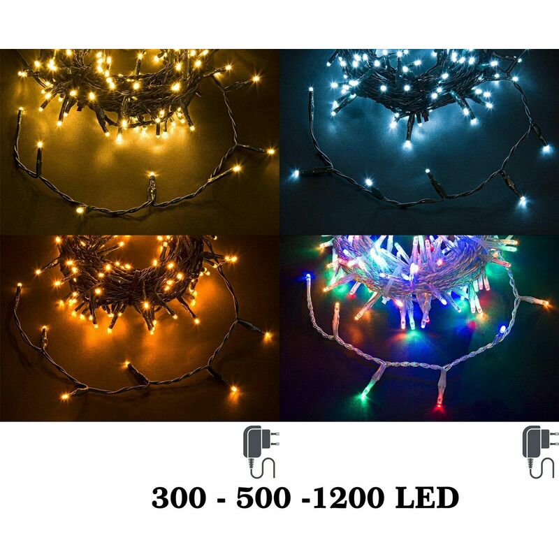 Image of Luci Led per Albero di Natale Luce Fredda Calda Multicolor da 300 500 1200 - Temperatura di colore: Luce Calda - Numero Led: 300