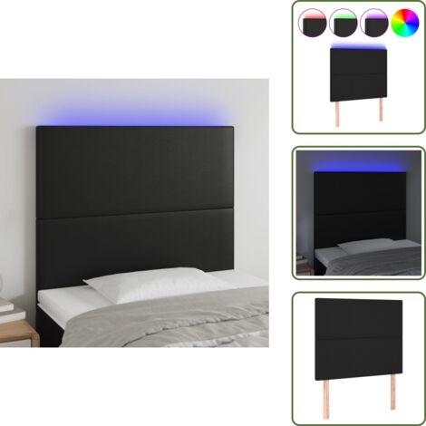 Luci LED per letto - vidaXL Testiera a LED Nera 80x5x118/128 cm in Similpelle - Testiera regolabile