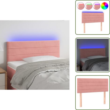 Luci LED per Letto - vidaXL Testiera a LED Rosa 100x5x78/88 cm in Velluto - Testiera Regolabile