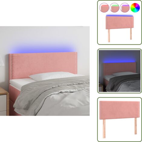 Luci LED per Letto - vidaXL Testiera a LED Rosa 100x5x78/88 cm in Velluto - Testiera Regolabile