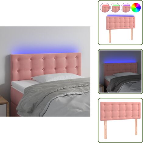 Luci LED per Letto - vidaXL Testiera a LED Rosa 100x5x78/88 cm in Velluto - Testiera Regolabile