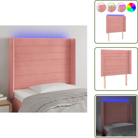 Luci LED per letto - vidaXL Testiera a LED rosa 103x16x118/128 cm in Velluto - Testiera regolabile