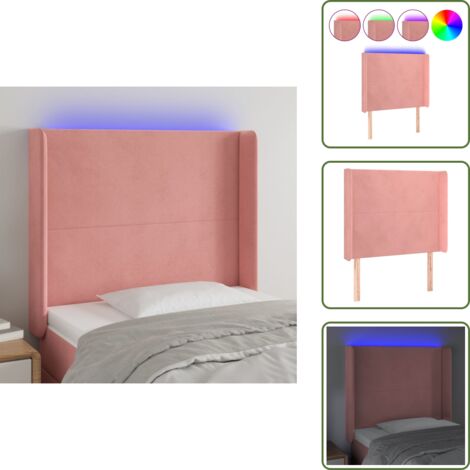Luci LED per letto - vidaXL Testiera a LED rosa 103x16x118/128 cm in Velluto - Testiera regolabile