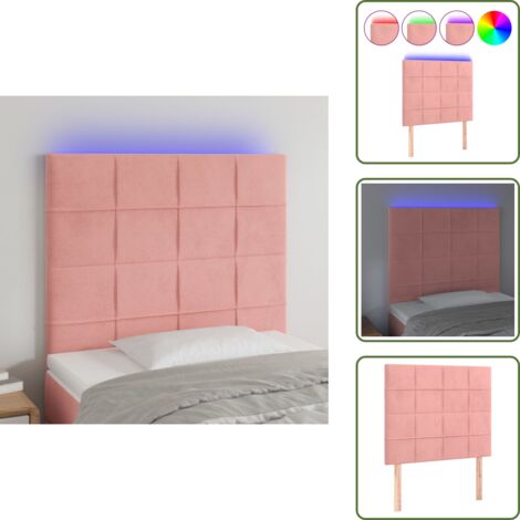 Luci LED per Letto - vidaXL Testiera a LED Rosa 80x5x118/128 cm in Velluto - Testiera Regolabile