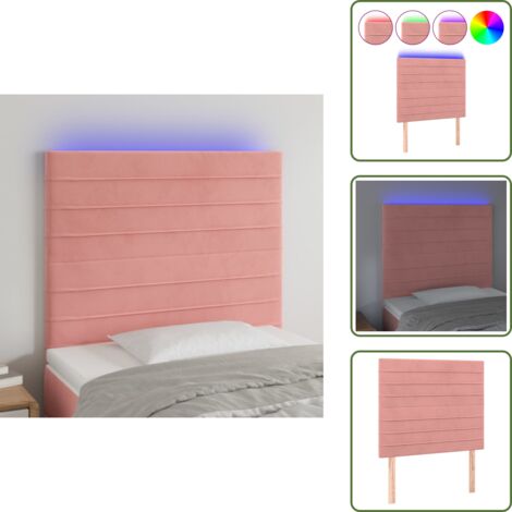 Luci LED per Letto - vidaXL Testiera a LED Rosa 80x5x118/128 cm in Velluto - Testiera Regolabile