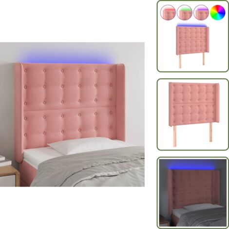 Luci LED per letto - vidaXL Testiera a LED rosa 83x16x118/128 cm in Velluto - Testiera regolabile