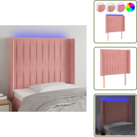 Luci LED per letto - vidaXL Testiera a LED rosa 83x16x118/128 cm in Velluto - Testiera regolabile