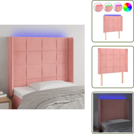 Luci LED per letto - vidaXL Testiera a LED rosa 83x16x118/128 cm in Velluto - Testiera regolabile