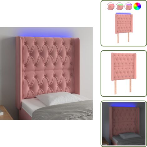 Luci LED per letto - vidaXL Testiera a LED rosa 83x16x118/128 cm in Velluto - Testiera regolabile