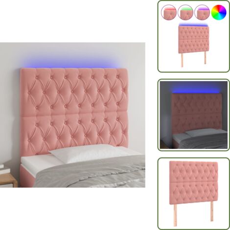 Luci LED per Letto - vidaXL Testiera a LED Rosa 90x7x118/128 cm in Velluto - Testiera Regolabile