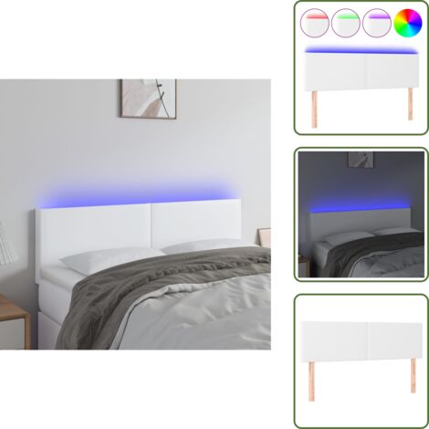 Luci LED per letto - vidaXL Testiera Bianca a LED 144x5x78/88 cm in Similpelle - Testiera regolabile