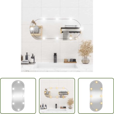 Luci LED per specchio -  Specchio da Parete con Luci LED 35x80 cm Vetro Ovale