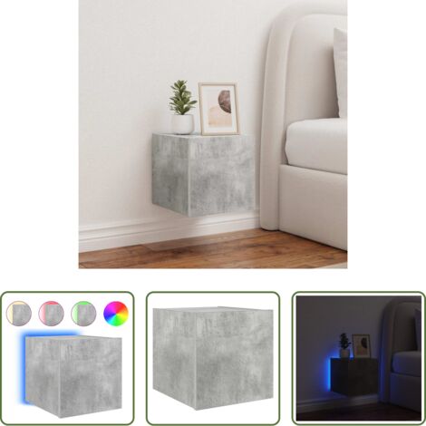 Luci LED RGB -  Mobile TV a Parete con Luci LED Grigio Cemento 30,5x35x30 cm