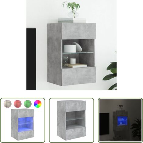 Luci LED RGB -  Mobile TV a Parete con Luci LED Grigio Cemento 40x30x60,5 cm