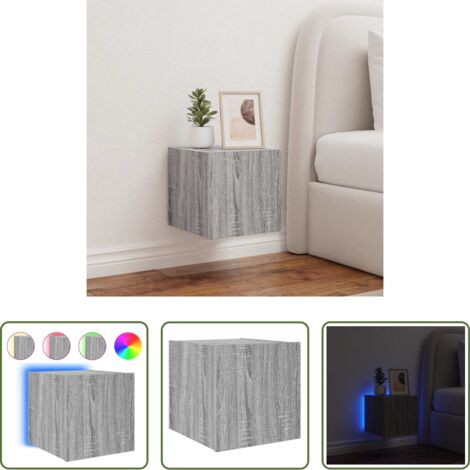 Luci LED RGB -  Mobile TV a Parete con Luci LED Grigio Sonoma 30,5x35x30 cm