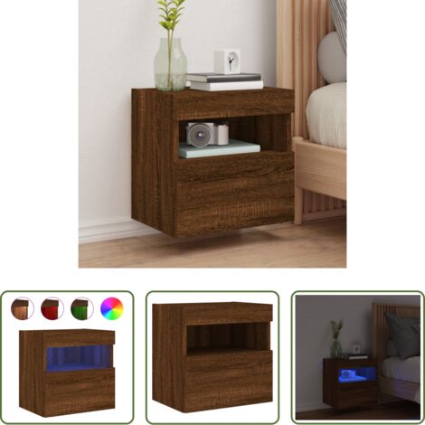 Luci LED RGB -  Mobile TV a Parete con Luci LED Rovere Marrone 40x30x40 cm