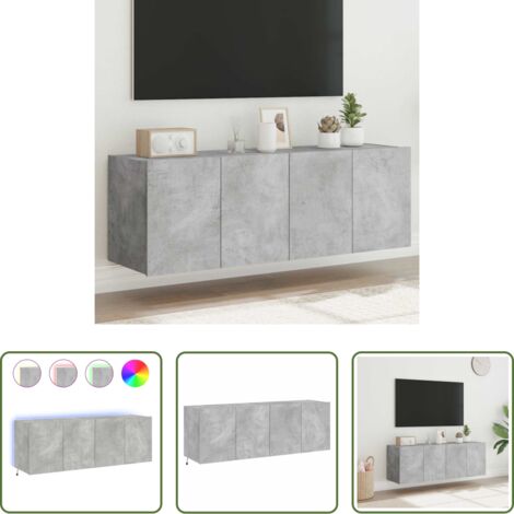 Luci LED RGB -  Mobili TV a Parete con Luci LED 2pz Grigio Cemento 60x35x41 cm