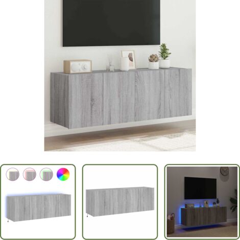 Luci LED RGB -  Mobili TV a Parete con Luci LED 2pz Grigio Sonoma 60x35x41 cm