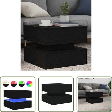 Luci LED RGB - Tavolino da Salotto con Luci LED Rovere Nero 50x50x40 cm