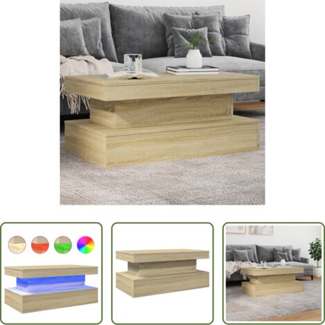 Luci LED RGB -  Tavolino da Soggiorno con Luci LED Rovere Sonoma 90x50x40 cm