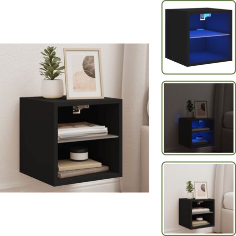 Luci LED RGB - vidaXL Mobile TV a Parete con Luci LED Nero 30x28,5x30 cm - Mobile porta TV