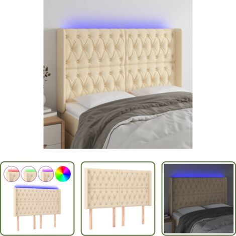 Luci LED -  Testiera a LED Crema 147x16x118/128 cm in Tessuto