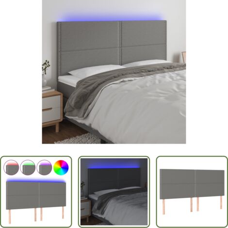 Luci LED -  Testiera a LED GrigioScuro 200x5x118/128cm in Tessuto