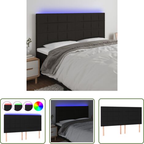 Luci LED -  Testiera a LED Nera 160x5x118/128 cm in Tessuto