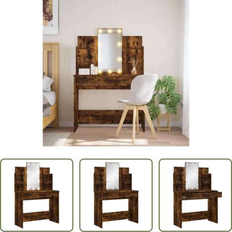 Luci LED -  Toeletta con Luci LED Rovere Fumo 96x40x142 cm