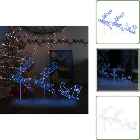 Luci LED - vidaXL Decorazione Slitta Renne in Acrilico 260x21x87 cm Blu - Atmosfera invernale