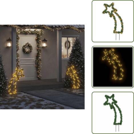 Luci LED - vidaXL Luce Decorativa Natale con Picchetti Stella Cadente 115LED 89cm - Illuminazione natalizia