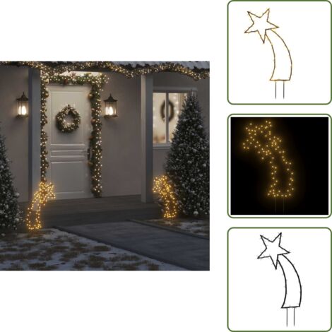 Luci LED - vidaXL Luce Decorativa Natale con Picchetti Stella Cadente 80LED 62cm - Illuminazione natalizia