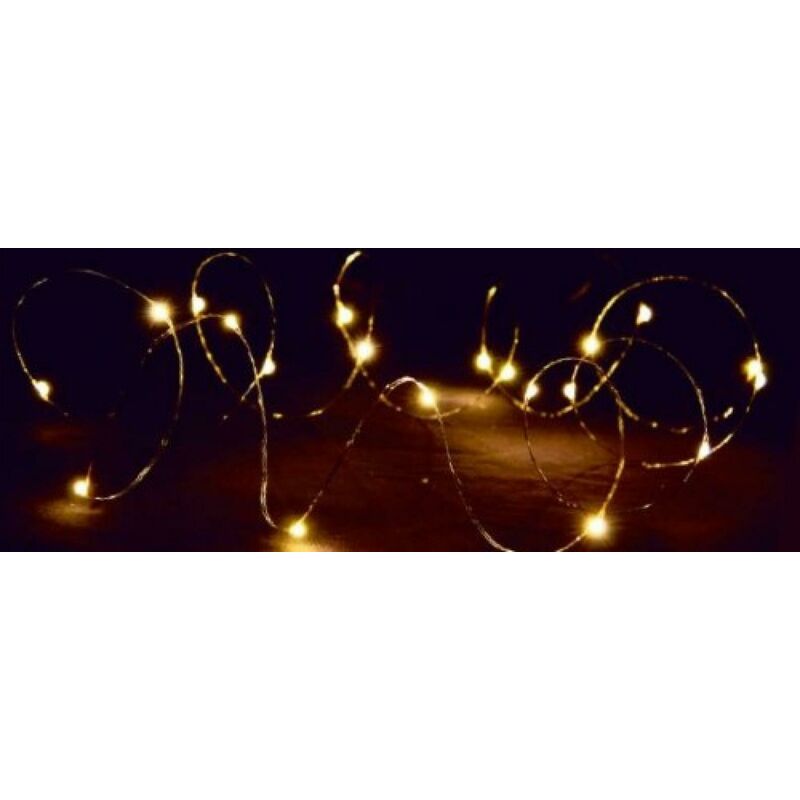 Image of Giocoplast Natale - Giocoplast luci natalizie 20 gocce led bianche calde a batteria su filo di rame 2mt ip20 uso interno 142 11212 14211212