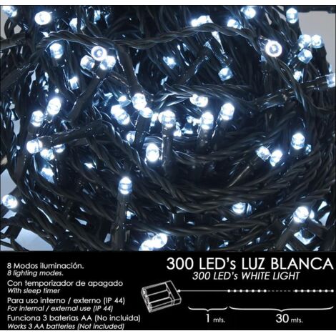 Luci natalizie a batteria 300 Led luce bianca da interno/esterno (IP44)