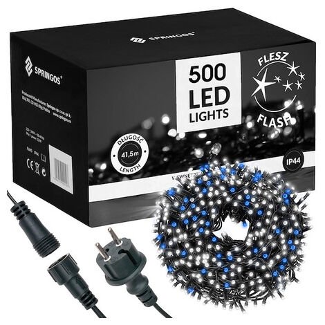 Luci natalizie bianco freddo, lampeggianti blu 500 LED, illuminazione natalizia
