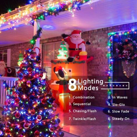 Luci natalizie colorate per esterni, 30 m, 300 LED, luci per albero di Natale, 8 modalità, luci fatate impermeabili per interni, compleanni, camera da letto, giardino, feste, festival, hotel, filo ver