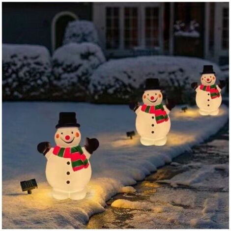 Luci natalizie da giardino per esterni, luci da paesaggio a forma di pupazzo di neve, adatte per decorazioni natalizie in giardino, patio, veranda, 1 pezzo