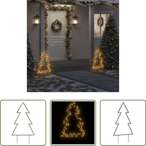 Luci natalizie -  Decorazione Luminosa Natalizia con Picchetti Albero 80LED 60cm