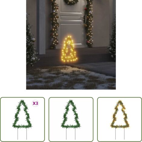 Luci natalizie - Decorazioni Luminose Natalizie Picchetti 3pz Albero 50LED 30cm