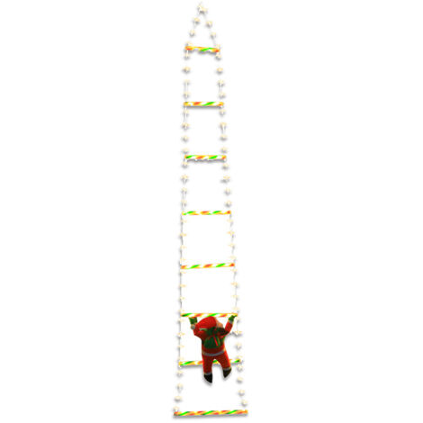 Luci natalizie elettriche bianche calde, scala decorativa di Babbo Natale, luci natalizie multimodali, resistenti e impermeabili, adatte per decorazioni natalizie da interni ed esterni.