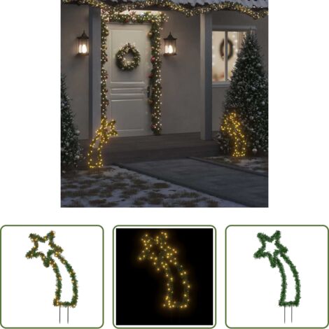 Luci natalizie - Luce Decorativa Natale con Picchetti Stella Cadente 80LED 62cm