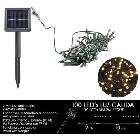 Luci Natalizie Solari 100 Led Luce Calda Interno/Esterno (IP44)