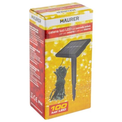 Luci natalizie solari 100 LED multicolore da interno/esterno (IP44)